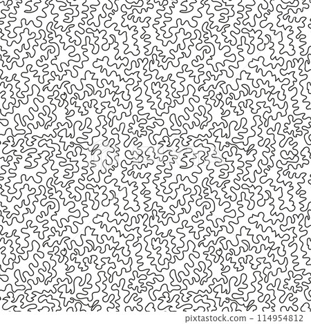 Monochrome seamless pattern with abstract wavy vermicular lines 114954812