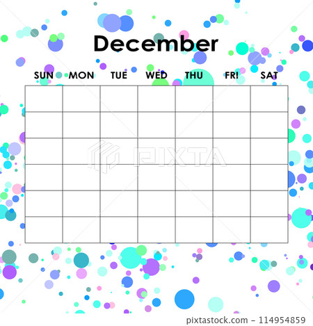 December. Calendar planner. Corporate week. Template layout, 12 months yearly, white background. Simple design for business brochure, flyer, print media, advertisement. Week starts from Monday 114954859