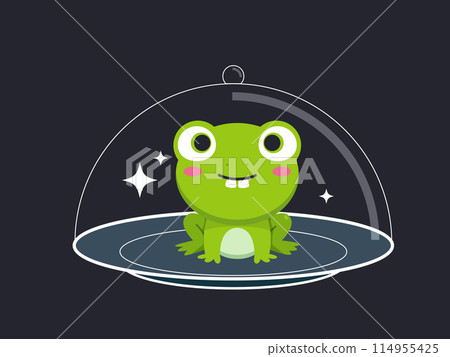 A Green frog in a plate. Isolated Vector Illustration A Green frog in a plate. Isolated Vector Illustration 114955425