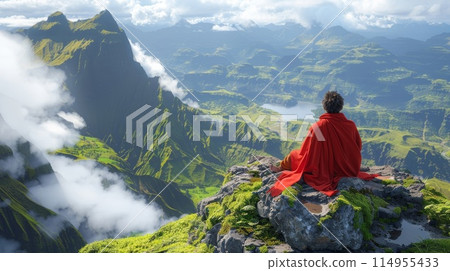 People taking a rest at the summit 114955433