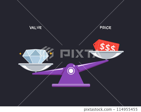 A Balance between value and price. The Diamond and the price tag. 114955455