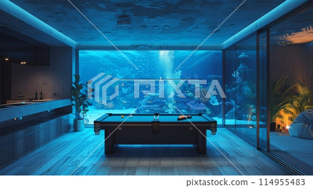 Pool bar with aquarium 114955483