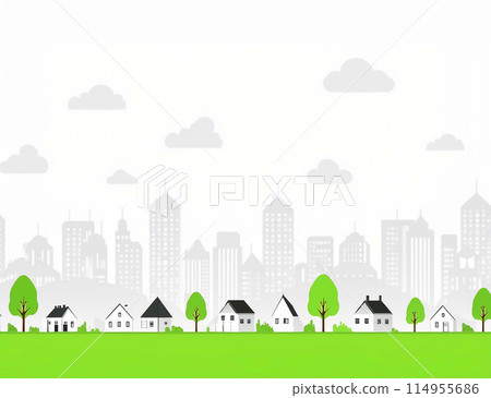 綠色城市景觀與摩天大樓剪影（AI生成） 114955686