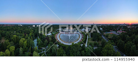 Aerial view of Centennial Hall in Wroclaw, Poland 114955940
