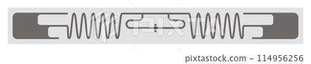 RFID sticker with semiconductor microchip and long sine wave antenna with antennae 114956256