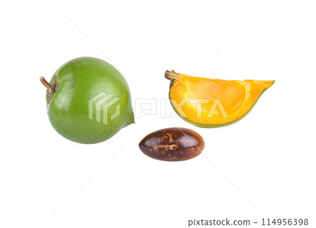 Egg fruit, Canistel, Yellow Sapote (Pouteria campechiana (Kunth) Baehni) isolated on white background Egg fruit, Canistel, Yellow Sapote (Pouteria campechiana (Kunth) Baehni) isolated on white background 114956398
