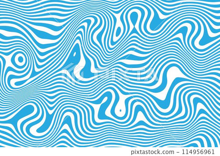 Blue groovy abstract background. Marble or liquid wavy lines. Trippy psychedelic print. Camouflage design. Surreal y2k pattern with curvy stripes. Vector flat illustration Blue groovy abstract background. Marble or liquid wavy lines. Trippy psychedelic print. Camouflage design. Surreal y2k pattern with curvy stripes. Vector flat illustration 114956961