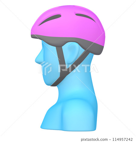 Bicycle accessories illustration material Helmet (1_1_1) Magenta Wearing image 114957242