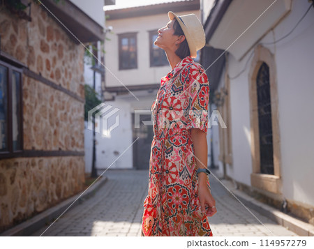 female summer travel to Antalya, Turkey 114957279