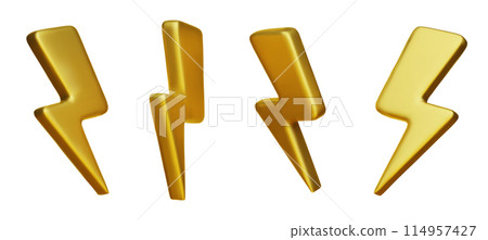 3d Thunder and bolt lighting flash correction set flash sale element. vector illustration 3d Thunder and bolt lighting flash correction set flash sale element. vector illustration 114957427