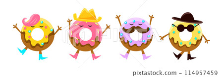 Funny Kawaii Pastry and Sweet Confection Character with Face and Arms Vector Set Funny Kawaii Pastry and Sweet Confection Character with Face and Arms Vector Set 114957459