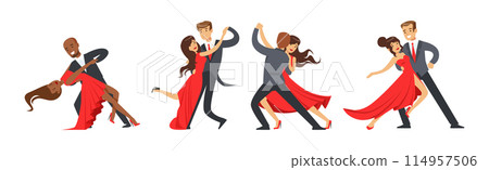 Professional Dancer Couple Dancing on Stage Vector Set Professional Dancer Couple Dancing on Stage Vector Set 114957506