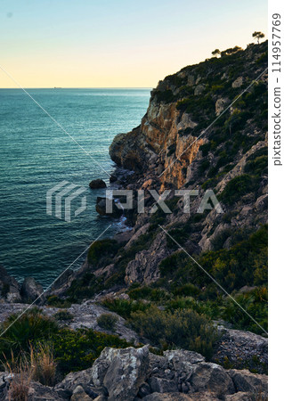 seascape coastal cliffs and blue sea seascape coastal cliffs and blue sea 114957769