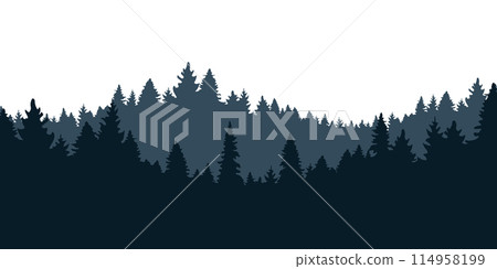 fir tree forest border silhouette isolated vector illustration 114958199