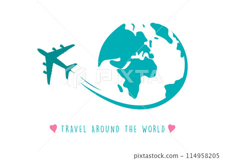 travel around the world with airplane fly adventure vector illustration 114958205
