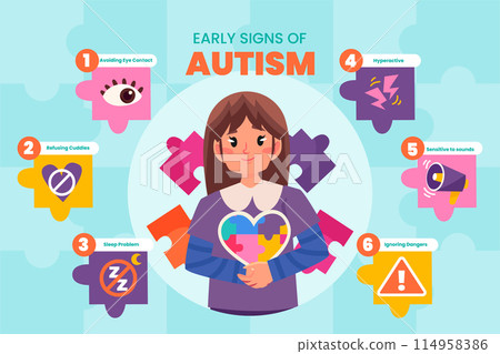 Autism infographics in flat design 114958386