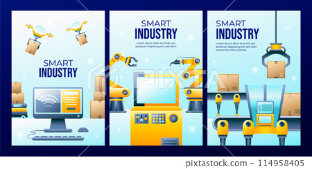 Smart industry flat cartoon card set Smart industry flat cartoon card set 114958405