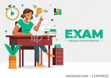 Exam hand drawn cartoon background 114958628