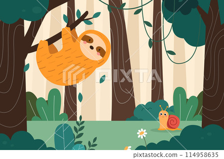 Jungle illustration in flat design Jungle illustration in flat design 114958635
