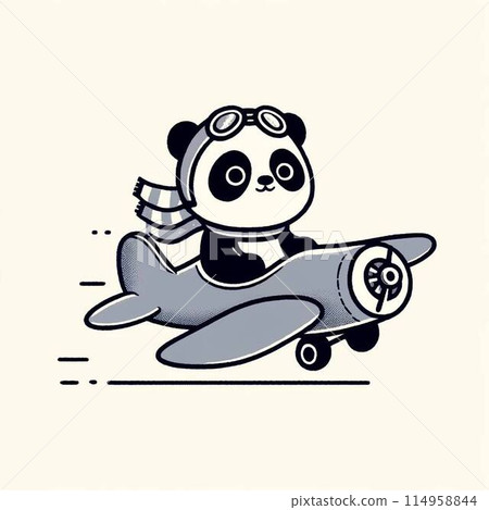 Illustration of a panda riding on a plane Illustration of a panda riding on a plane 114958844