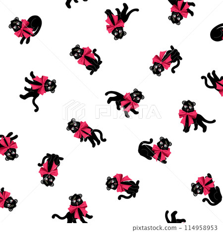 令人印象深刻和可愛的貓咪圖案背景， 114958953