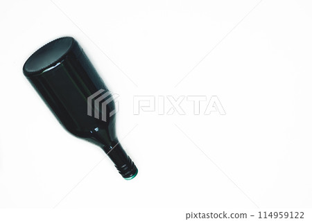 Green dark bottle for alcohol. Wine, whiskey, cognac, good mood 114959122