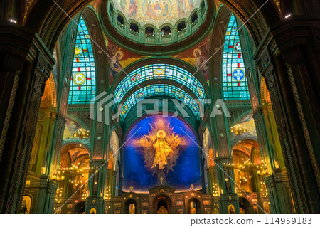 March 23, 2024. Russia. Moscow oblast. The inner vault of the Main Temple of the Armed Forces of the Russian Federation. March 23, 2024. Russia. Moscow oblast. The inner vault of the Main Temple of the Armed Forces of the Russian Federation. 114959183