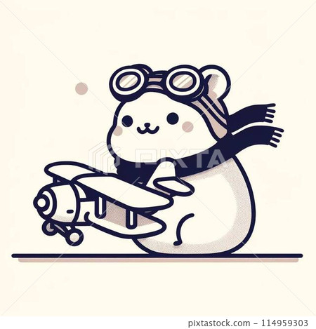 飛機和倉鼠的插圖 114959303