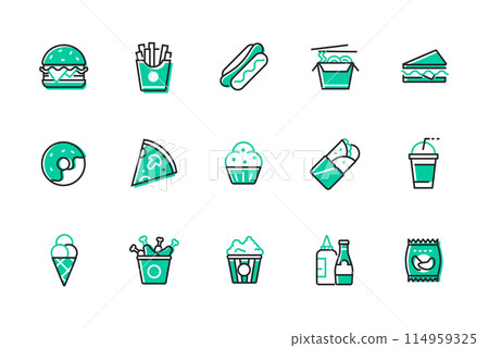 Food to go - set of line design style icons 114959325