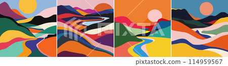 an Abstract Colorful Landscape Scene 114959567