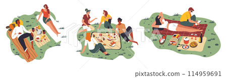 a Casual Outdoor Picnic Illustration 114959691