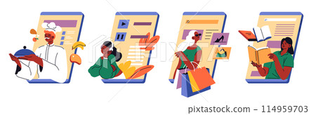 Modern Communication Technology Scene vector 114959703