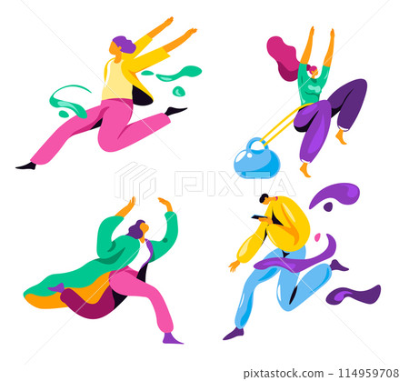 Colorful People in Motion vector 114959708