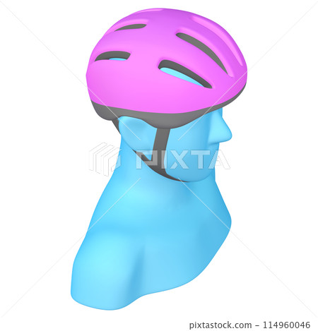 Bicycle accessories illustration material Helmet (1_3_8) Magenta Wearing image 114960046