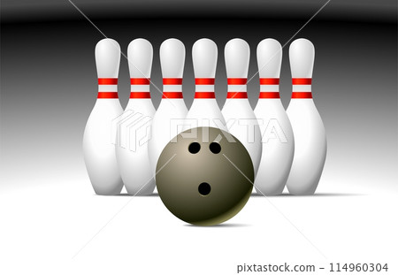 Bowling ball with pins. bowling completely isolated on white background. stock illustration Bowling ball with pins. bowling completely isolated on white background. stock illustration 114960304