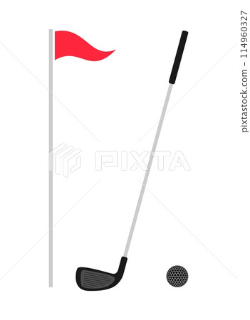 golf ball and golf flag icon in flat style golf ball and golf flag icon in flat style 114960327
