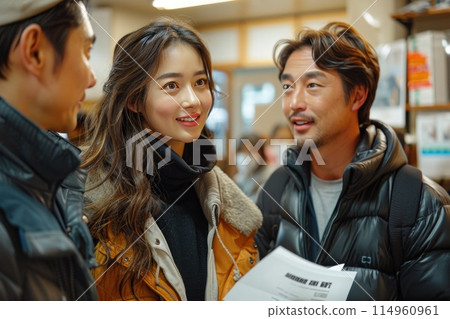 Rehearsal of the actors and the director before the broadcast 114960961