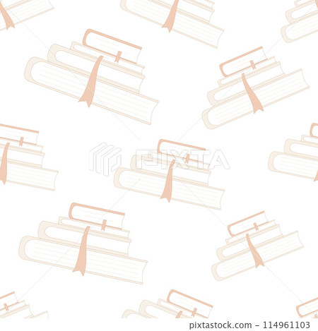 Books seamless pattern. Stack of books endless background. Vector hand drawn flat illustration. Books seamless pattern. Stack of books endless background. Vector hand drawn flat illustration. 114961103
