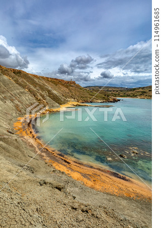 Ghajn Tuffieha Bay and Qarraba Bay with red sand. Malta Ghajn Tuffieha Bay and Qarraba Bay with red sand. Malta 114961685