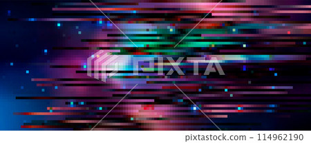 Trendy glitch pattern on dark background. Modern style vector 114962190