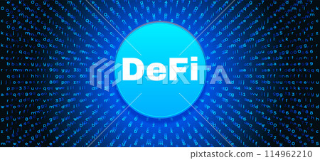 DeFi Decentralized Finance banner for cryptocurrency, blockchain. 114962210