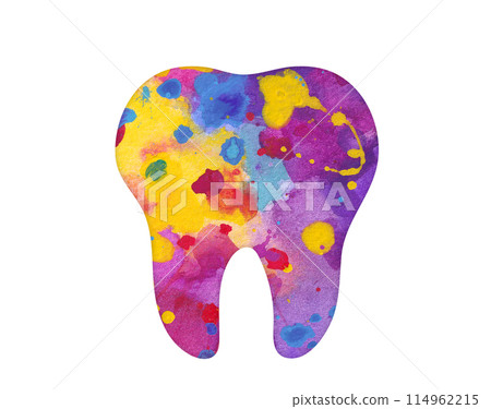 Tooth icon. Colorful watercolor illustration Tooth icon. Colorful watercolor illustration 114962215