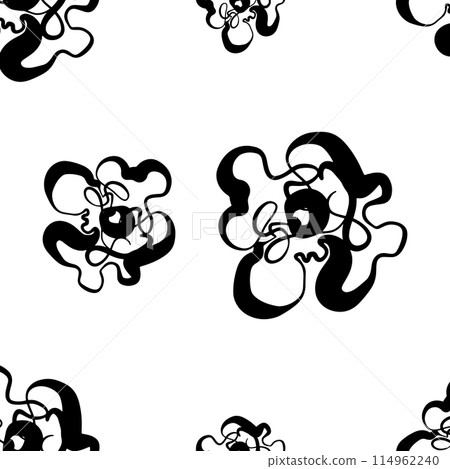 Plain floral sketch drawing seamless pattern. Silhouettes of blooming black flowers. Elegant botanical pattern made of spring flowers doodles. Good for fabric, gift wrap, wall design. Nature ornament Plain floral sketch drawing seamless pattern. Silhouettes of blooming black flowers. Elegant botanical pattern made of spring flowers doodles. Good for fabric, gift wrap, wall design. Nature ornament 114962240