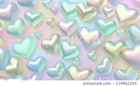 Cute metallic hearts background 114962284