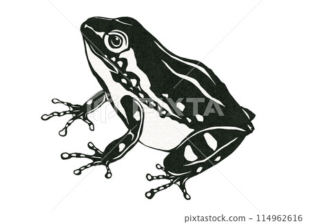 一隻可愛的青蛙思考某事的簡單插圖 114962616