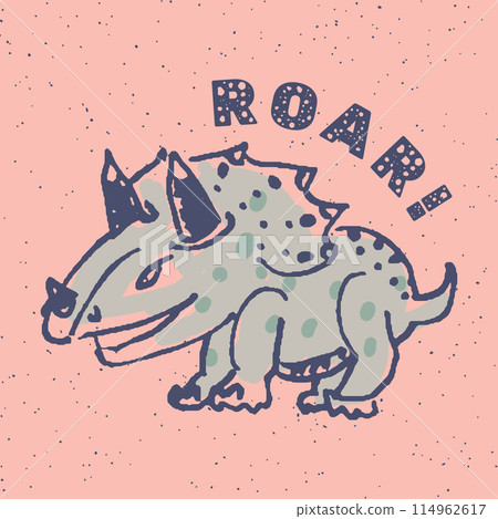 Hand drawing dream big dinosaur illustration vector. Funny cartoon dino. Hand drawn vector doodle design for girls, kids. Hand drawn children's illustration for fashion clothes, shirt, fabric 114962617