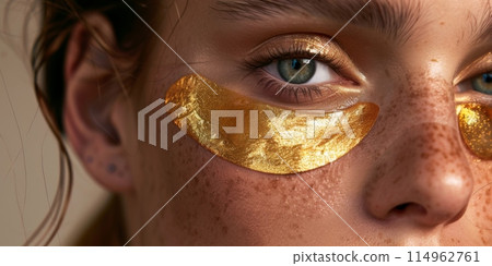 Luxurious Gold Under-Eye Patches on Woman, AI Created 114962761