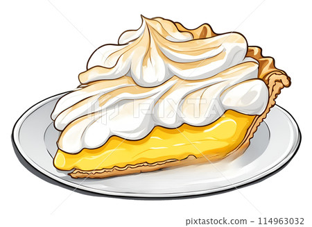 Delicious slice of tangy-sweet Lemon meringue pie illustration, AI Generated 114963032