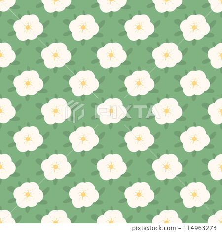 White big wildflowers meadow seamless pattern. simple floral endless background. Flower ornament tile. Happy summer botanic repeat cover. Vector hand drawn illustration. 114963273