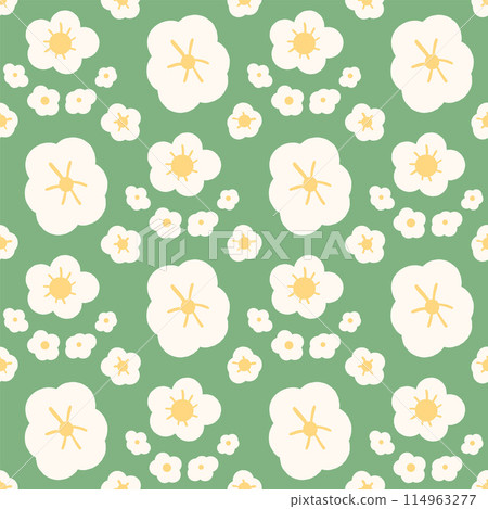 White flowers seamless pattern. Floral endless background. Flower ornament tile. Light botanic repeat cover. Vector hand drawn illustration. White flowers seamless pattern. Floral endless background. Flower ornament tile. Light botanic repeat cover. Vector hand drawn illustration. 114963277